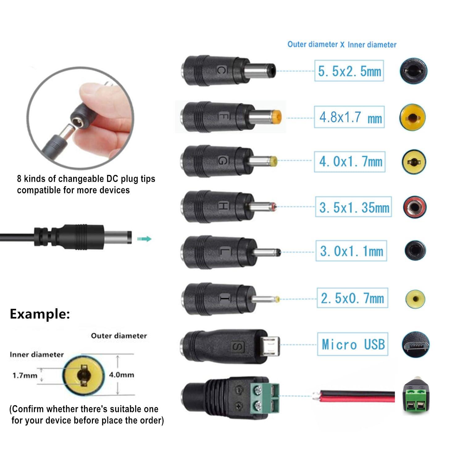 GuanTing Universal AC Adapter 15V 1A Power Supply 15W AC110V to DC15V Power Driver 15V 100mA~1000mA All Compatible with 8 DC Plug Tips adapters Charger Transformer AC-DC Adapter (DC15V~1A)