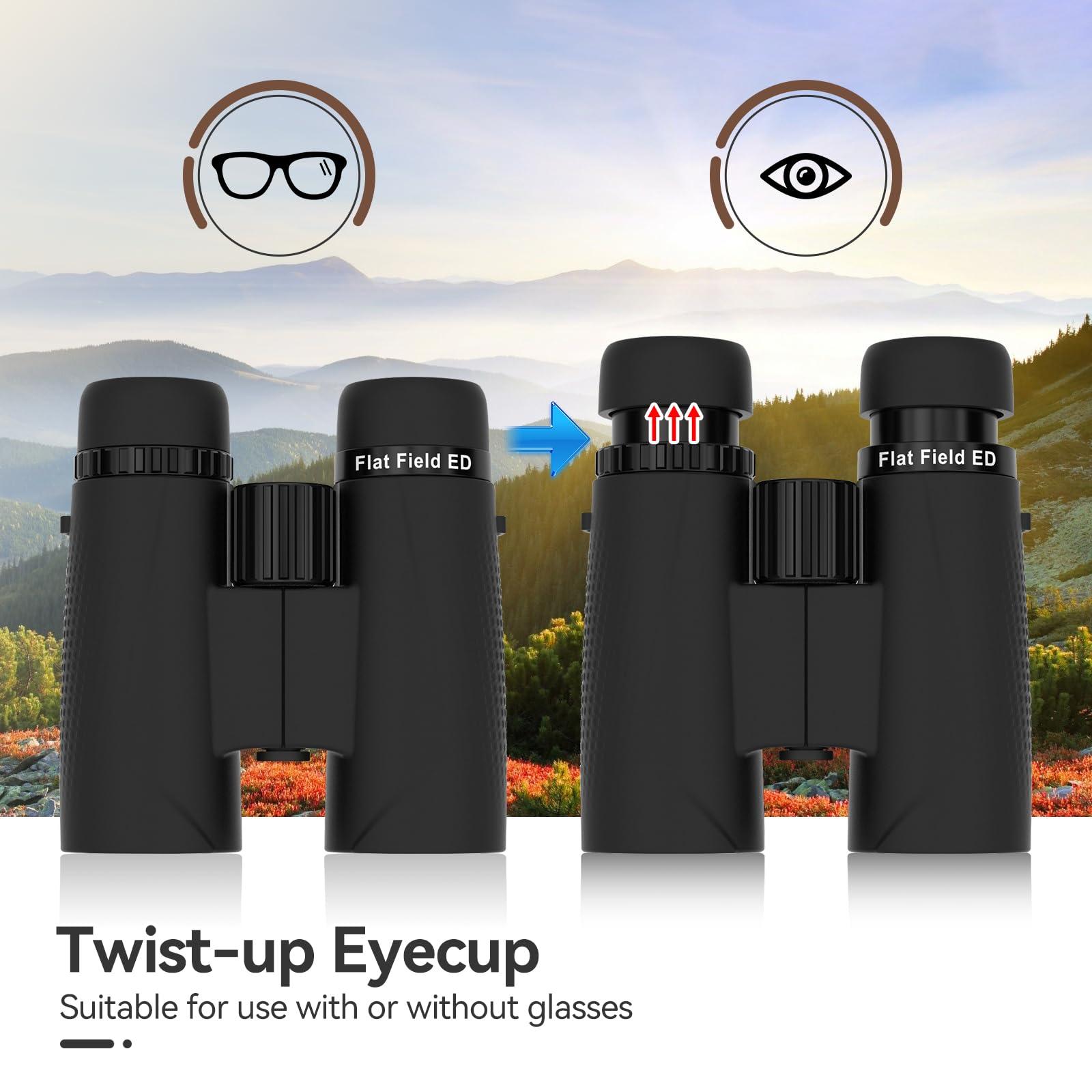 SVBONY SVBONY SA205 Binoculars for Adults, 10x42 Flat Field Binoculars, ED Glass Binoculars with Upgraded Phone Adapter, Waterproof Binoculars with Strap for Bird Watching