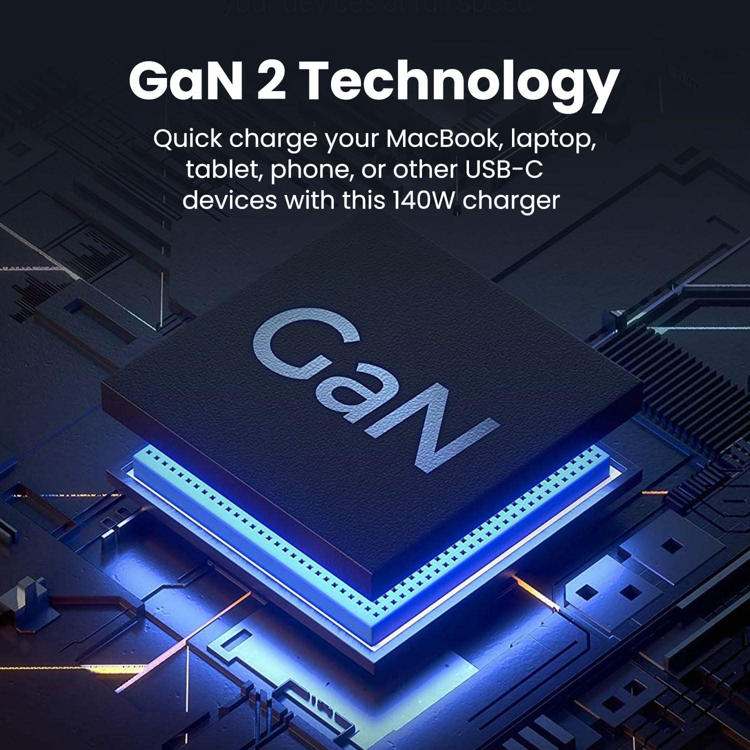 uptab UPTab MacBook Pro Charger 140W USB C, Dual USB-C Fast Compact, GaN Tech, Type C PD 3.1 Wall Adapter Compatible with MacBook Air, Lenovo, Dell XPS, iPhone 15 Plus/Pro Max, iPad