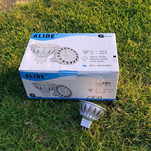 ALIDE ALIDE Short MR16 GU5.3 LED Bulbs 3W(Height 1.9inch),Replace MR16 20W 30W Halogen,12V Low Voltage,2700K Soft Warm White MR16 Spotlight Bulb for Outdoor Landscape Yard Track Lighting,300lm,38 Deg,6 Pack