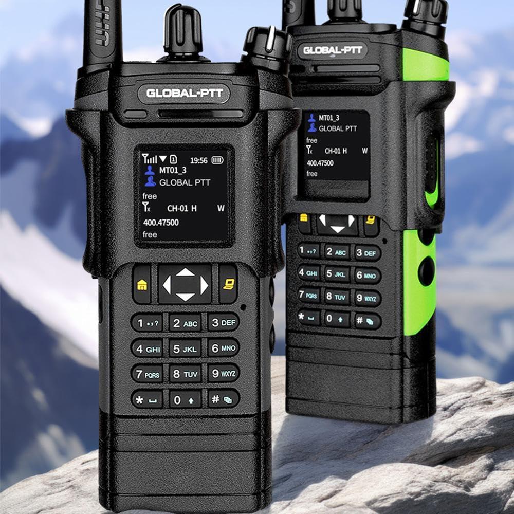 global-ptt GLOBAL-PTT 2Pack 4G LTE Nationwide and Analog Walkie Talkie PoC Radios, Unlimited Range Two-Way Communication Yearly Data SIM Card Included (Black, GPS)