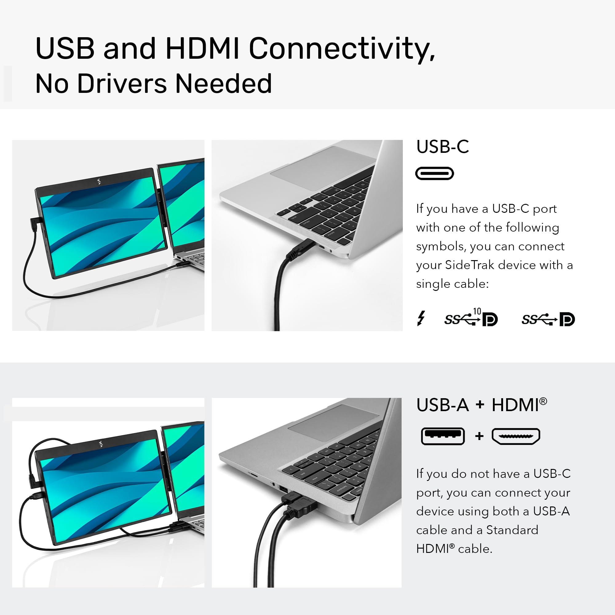 SideTrak SideTrak Swivel 12.5\" Portable Monitor for Laptop, Patented Swivel Hinge, Laptop Screen Extender | FHD Dual Screen w/Kickstand, USB or HDMI, Mac, PC, Chromebook Compatible (Single Monitor)