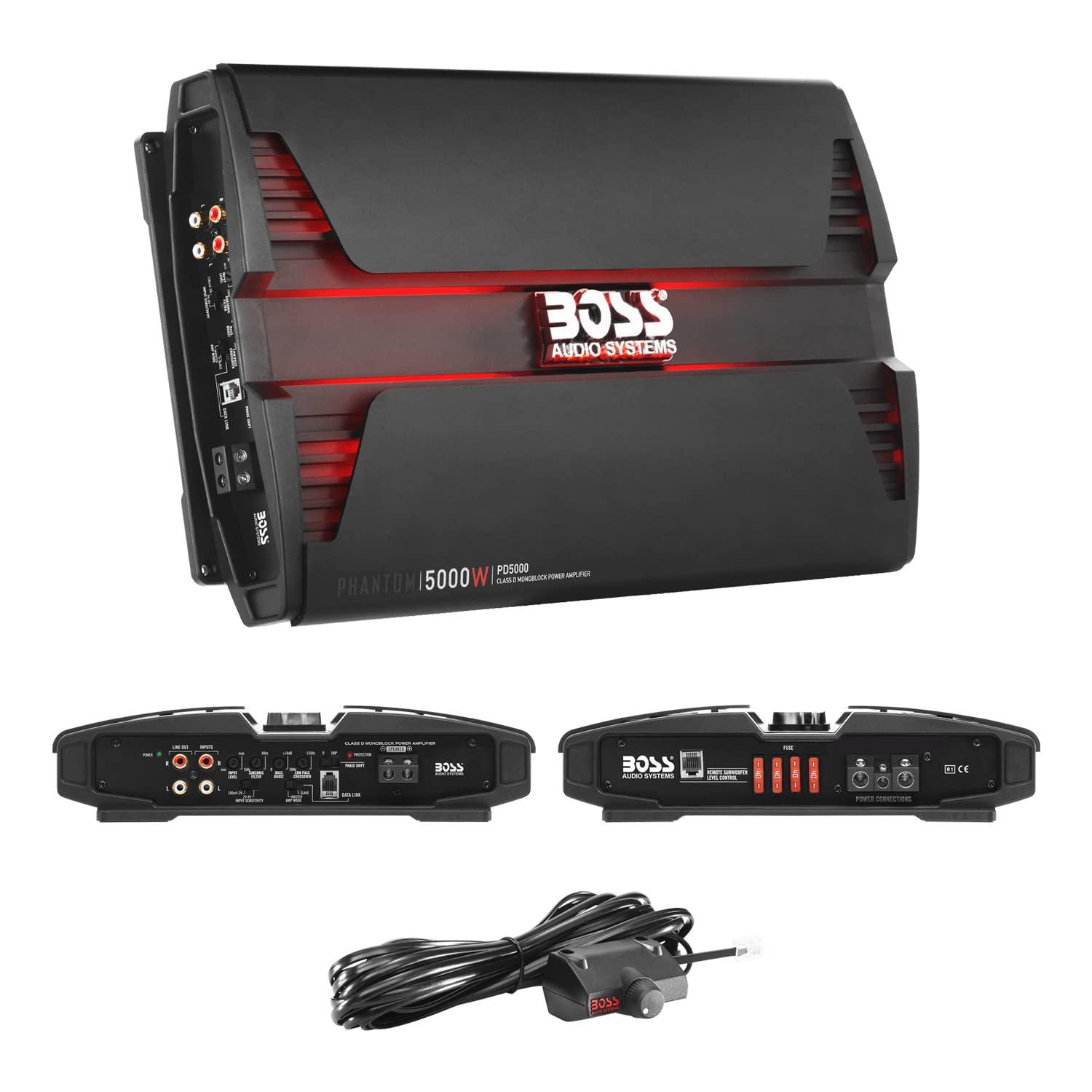 BOSS Audio Systems BOSS Audio Systems PD5000 Phantom 5000-Watt, 1, 2, 4 Ohm Stable Class D Monoblock Car Amplifier with Remote Subwoofer Control