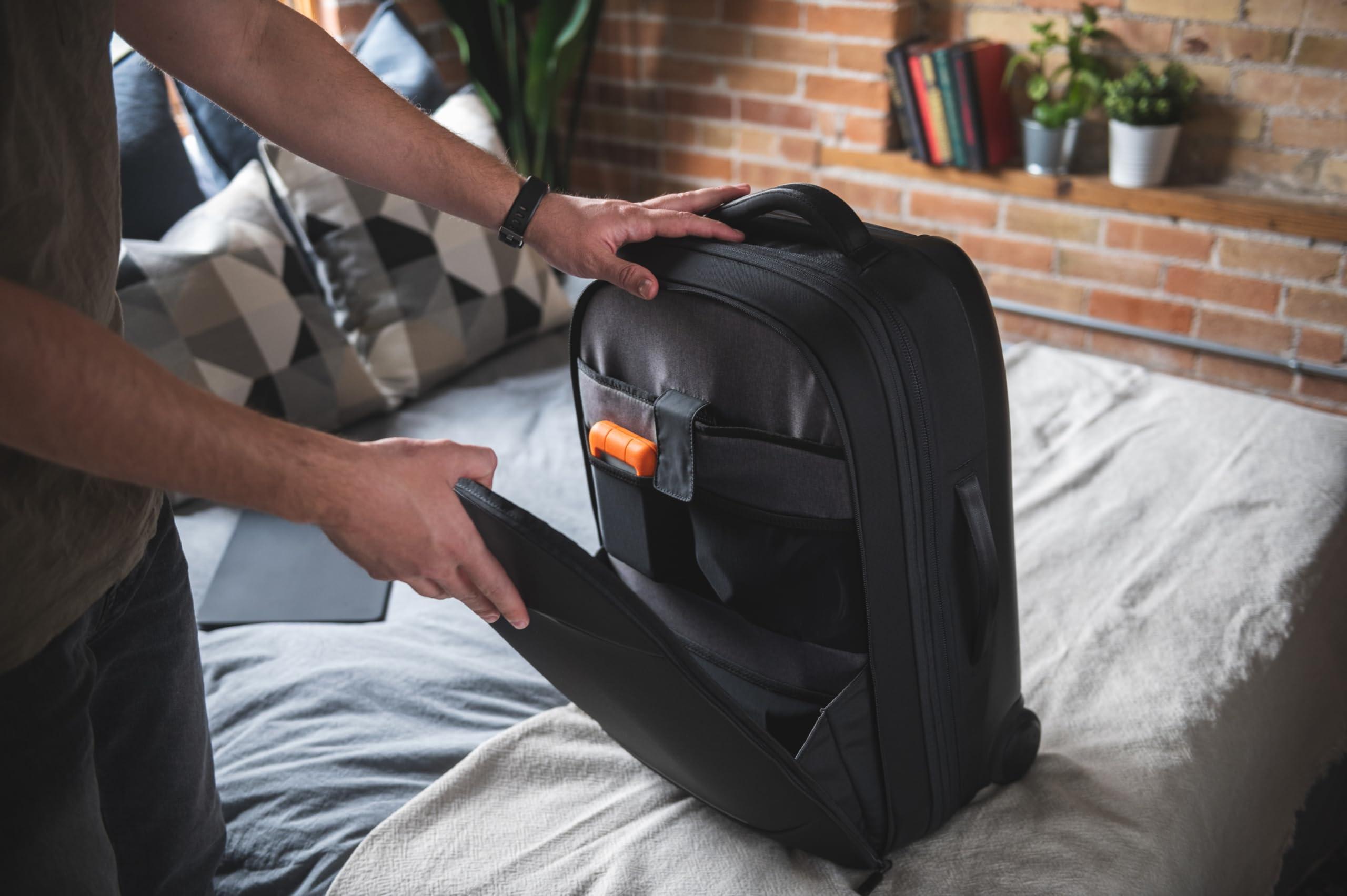 NOMATIC NOMATIC Navigator Carry-On 37L w/ 8L Built-In Expansion - Anti-Theft Carry-On for Airplane Travel - Premium Hardshell Roller Luggage, 17\" Laptop Compartment, Black