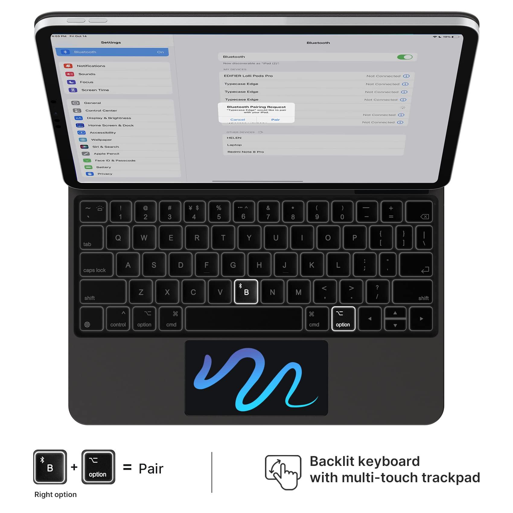 typecase typecase Edge Slim Magnetic Backlit Keyboard Case for iPad 10th Generation (10.9-inch, 2022) - Wireless Cover with Keypad & Multi-Touch Trackpad Compatible with Apple iPad 10 Gen 10.9