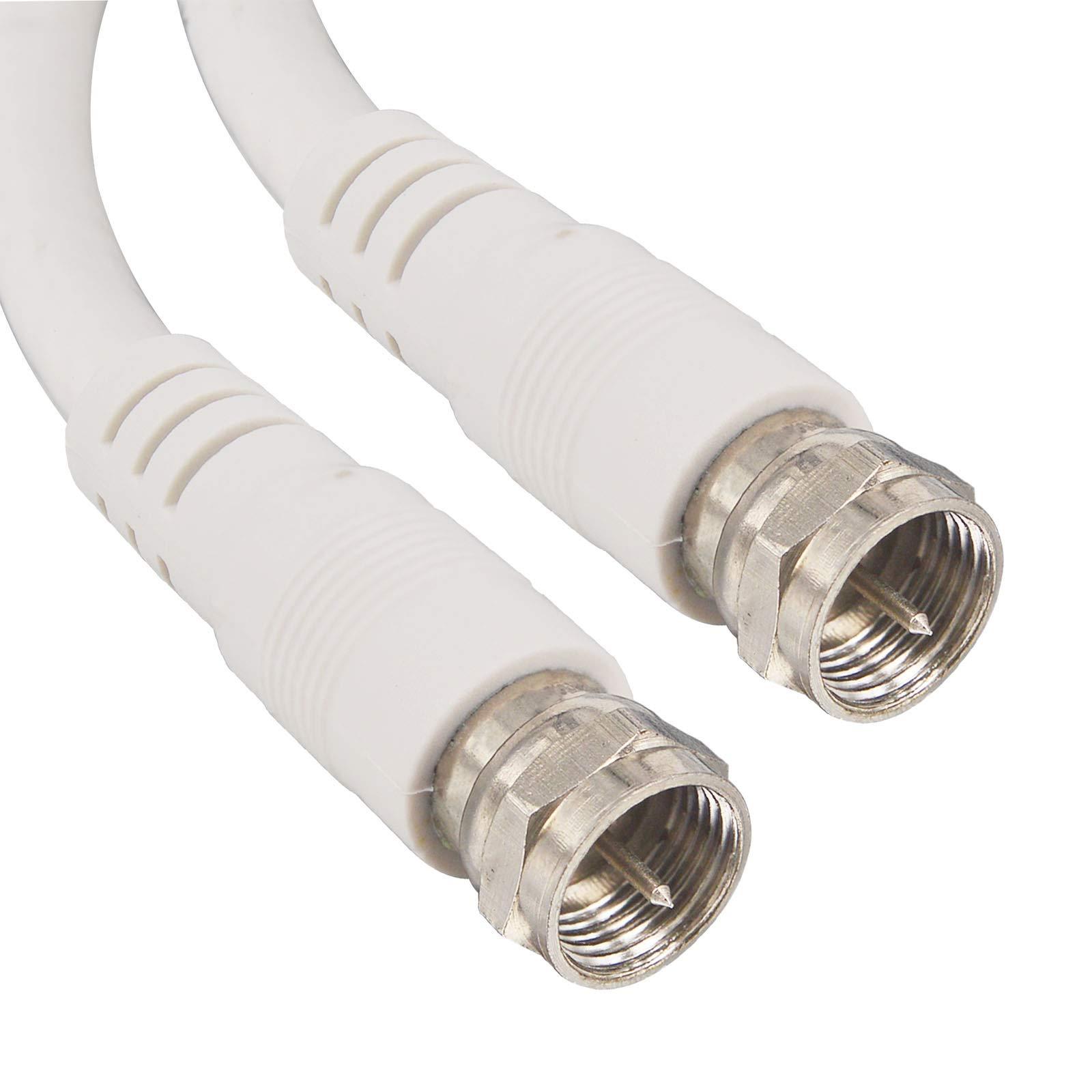 onelinkmore TV Coax White Cable Weather Proof F Male to Male with RG6 Coaxial Cable 10M Connector White Coax Satellite TV 75 Ohm Digital Coax for AV, Cable TV, Antenna, and Satellite (30M)