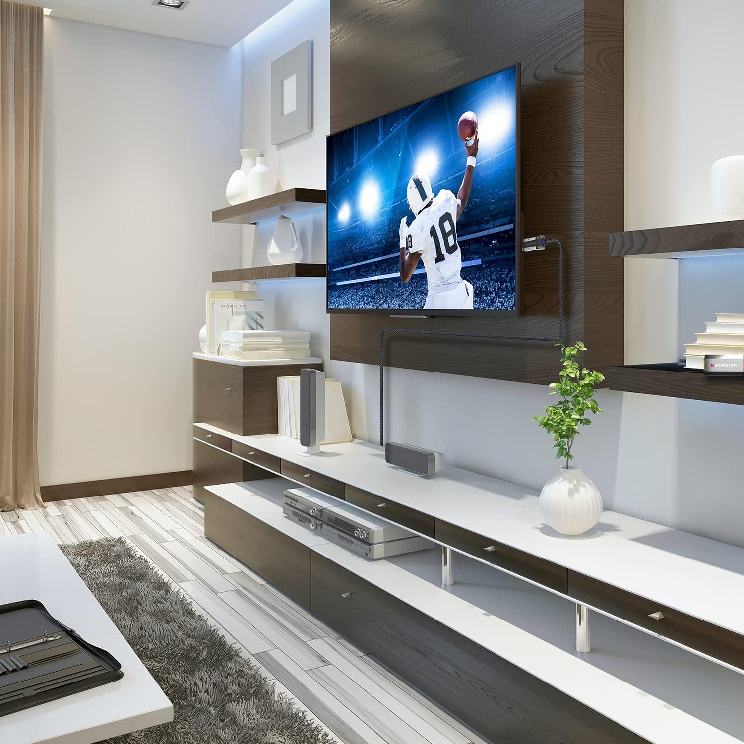 Monster Monster M-Series Active Optical Lightwave Cable Certified Premium HDMI 2.1-48 Gbps Cable with Aluminum Extrusion Connector, V-Grip, Duraflex Protective Jacket - Supports 8K @ 60HZ, 4K @ 120HZ, 98.4 FT