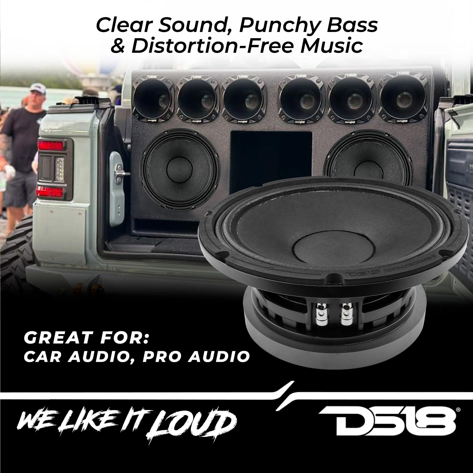 DS18 DS18 10PRO1200MB-8 10" Mid-Bass Loudspeaker 1200 Watts Max Power 600 Watts RMS 8-Ohm - Powerful Midbass for Competitive Builds - Pro Audio Stereo Sound System - 1 Speaker