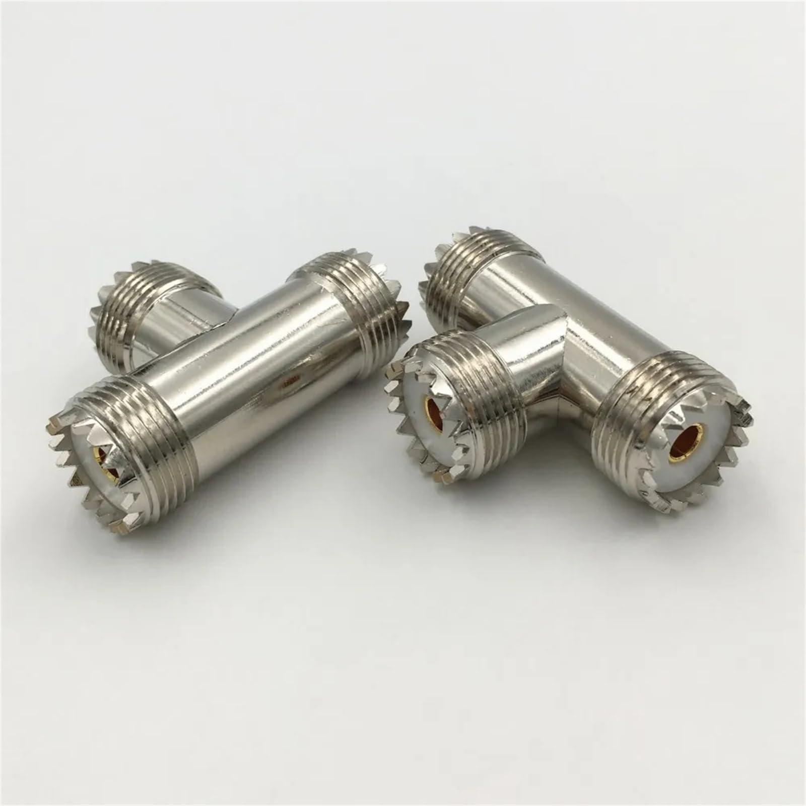 Zeatop Hendar Zeatop Hendar 2Pcs Brass SO239 UHF Female to Double UHF Female Splitter Triple M SO 239 3 Way T Female Coax Coaxial Cable Connector
