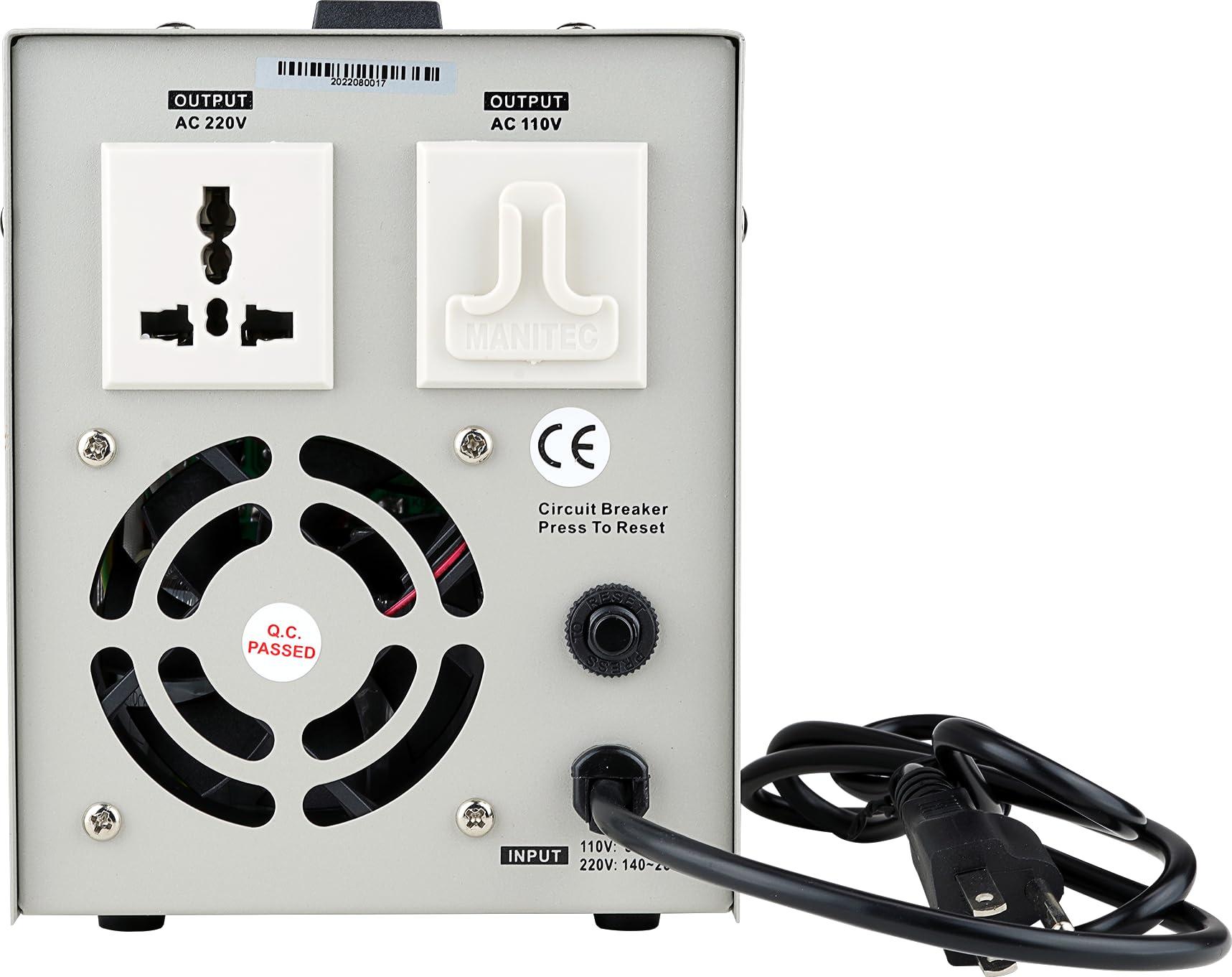 Nippon America Nippon America Automatic Voltage Regulator (ATVR-1000), 1000 Watts, CPU Control Circuit, Delay Function, Temperature Protection, Display, LED Indictor, Handle, 110V/220V Output