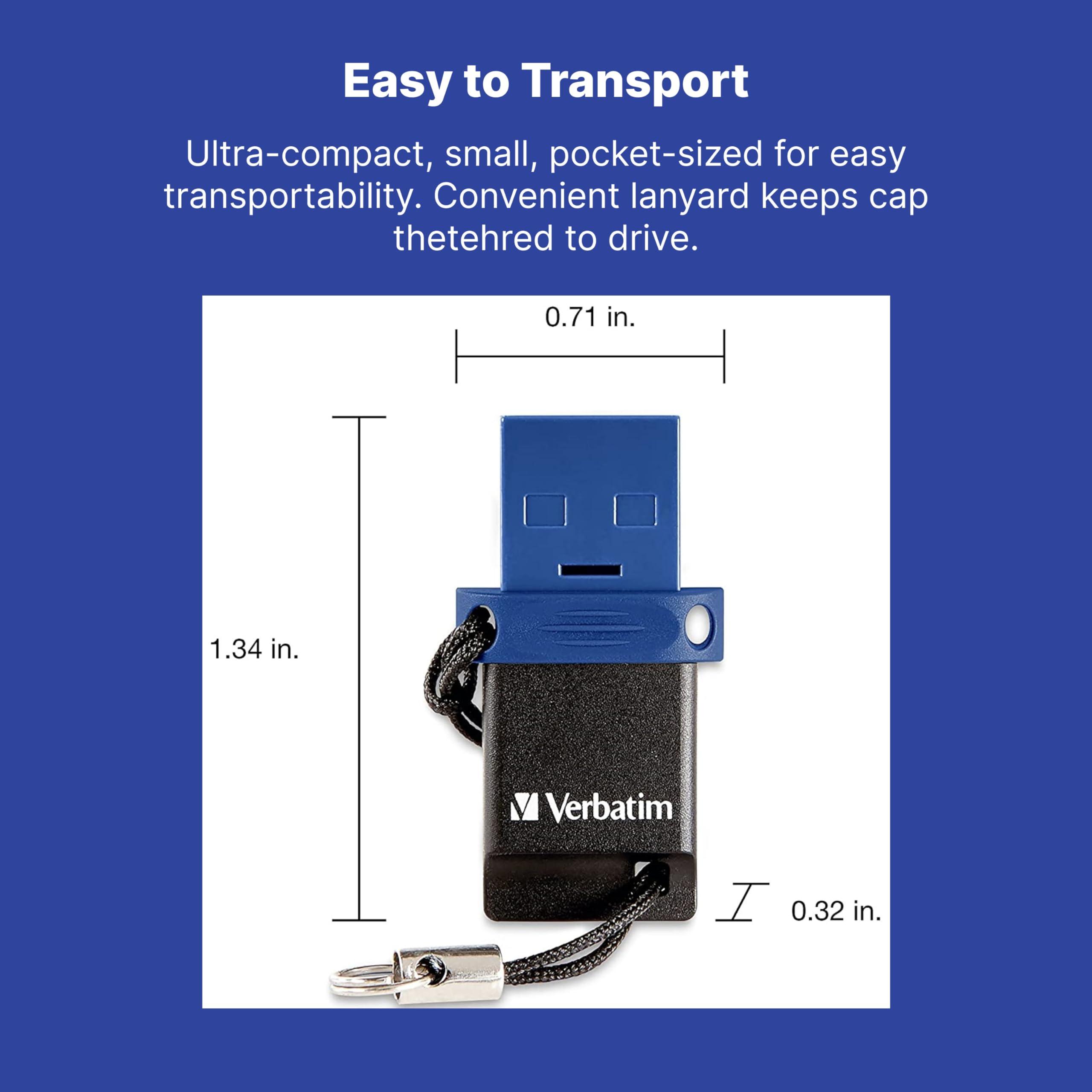Verbatim Verbatim 32GB Store n Go Dual OTG USB 3.2 Gen 1 Flash Drive for USB-C Devices 2 in 1 Type C Thumb Drive