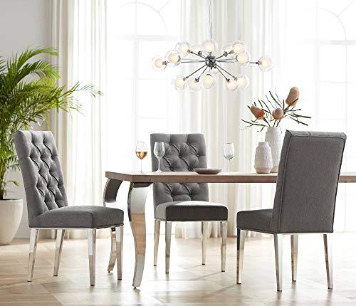 Possini Euro Design Possini Euro Design Spheres Chrome Sputnik Chandelier 30" Wide Mid Century Modern Glass Ball Halogen 15-Light Fixture for Dining Room House Foyer Entryway Kitchen Bedroom Living Room High Ceilings