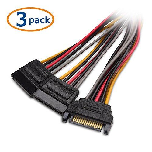 Cable Matters Cable Matters 3-Pack 15 Pin SATA Power Splitter Cable 8 Inches, SATA Power Y-Splitter Cable, SATA Splitter
