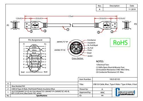 CableWholesale CableWholesale 6 feet USB 3.0 Cable, Black, Type A Male/Type A Male Plug, A Male/Male Super Speed USB Cable, Data Transfer Cable USB 3, Type A Male to Type A Male Cable