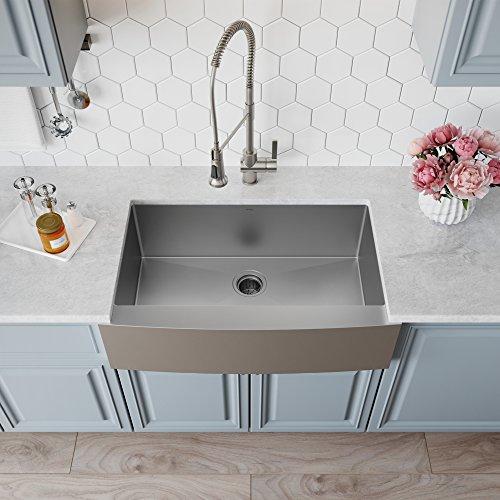 Kraus Kraus KHF200-33 Standart PRO Stainless Steel Sink 33 inch Farmhouse Apron Single Bowl 16 gauge
