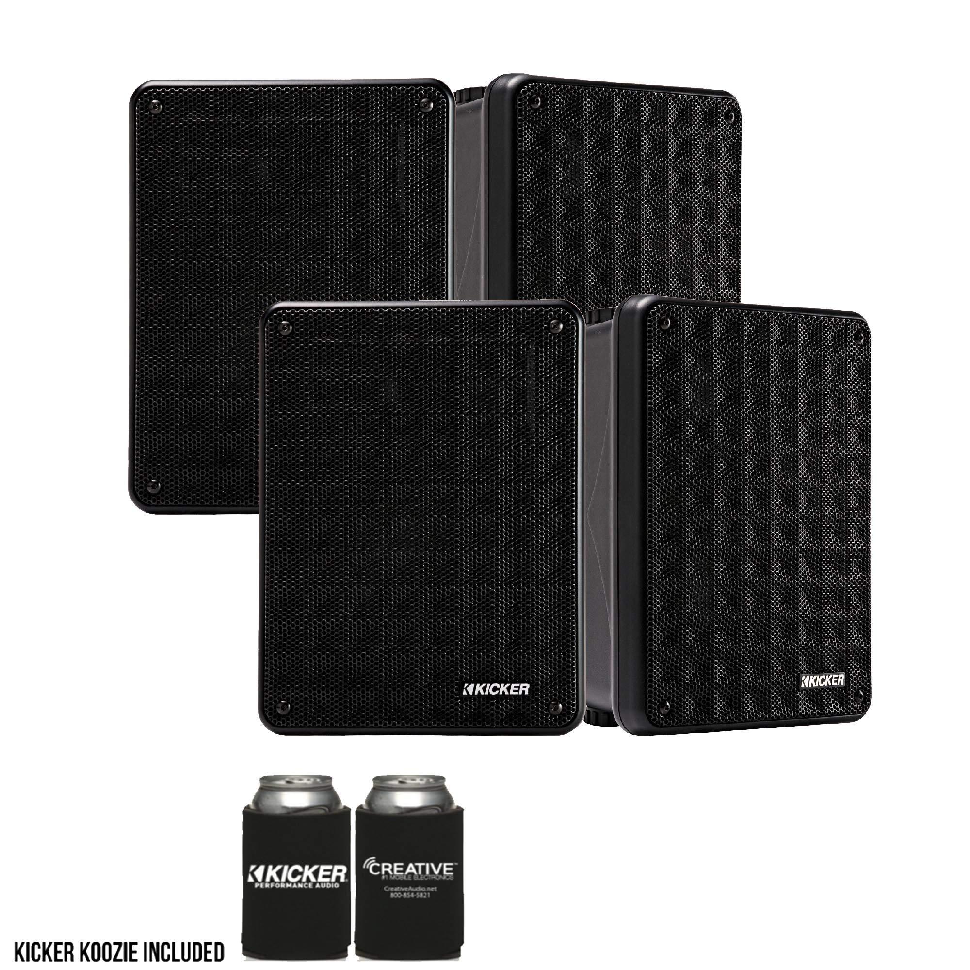 KICKER KICKER KB6 Indoor Outdoor Patio Speaker Bundle in Black 4 Speakers Total