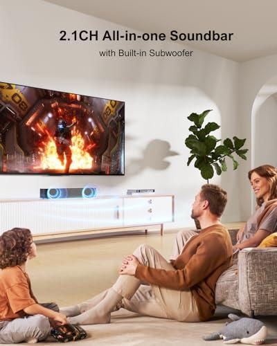 ULTIMEA ULTIMEA 2.1ch Mini Sound Bar for TV, Built-in Subwoofer, APP Control, Peak Power 120W, All-in-one PC Sound bar for Game, Bluetooth 5.3 TV Sound Bar Speakers, Opt/AUX/Wall Mount, Solo B30 Pro