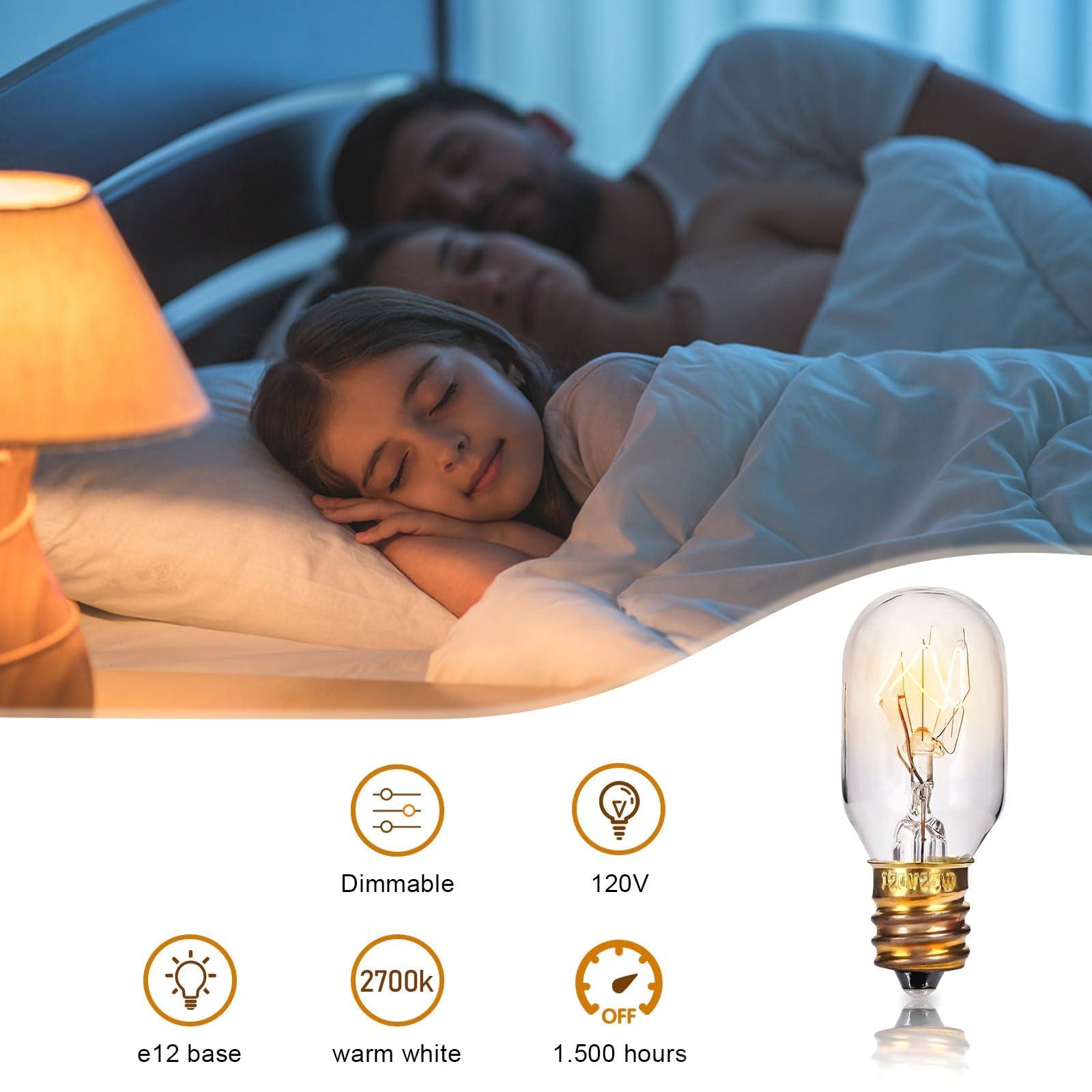 Fenrun Moflekja Himalayan Salt Lamp Bulbs, T20 25W Original Replacement Long Lasting Incandescent Candelabra Light Bulbs E12 Socket, 120V 2700K Warm White, Pack of 12