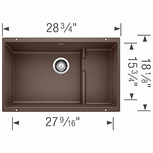 BLANCO BLANCO, Café Brown 519457 PRECIS CASCADE SILGRANIT Undermount Kitchen Sink with Colander
