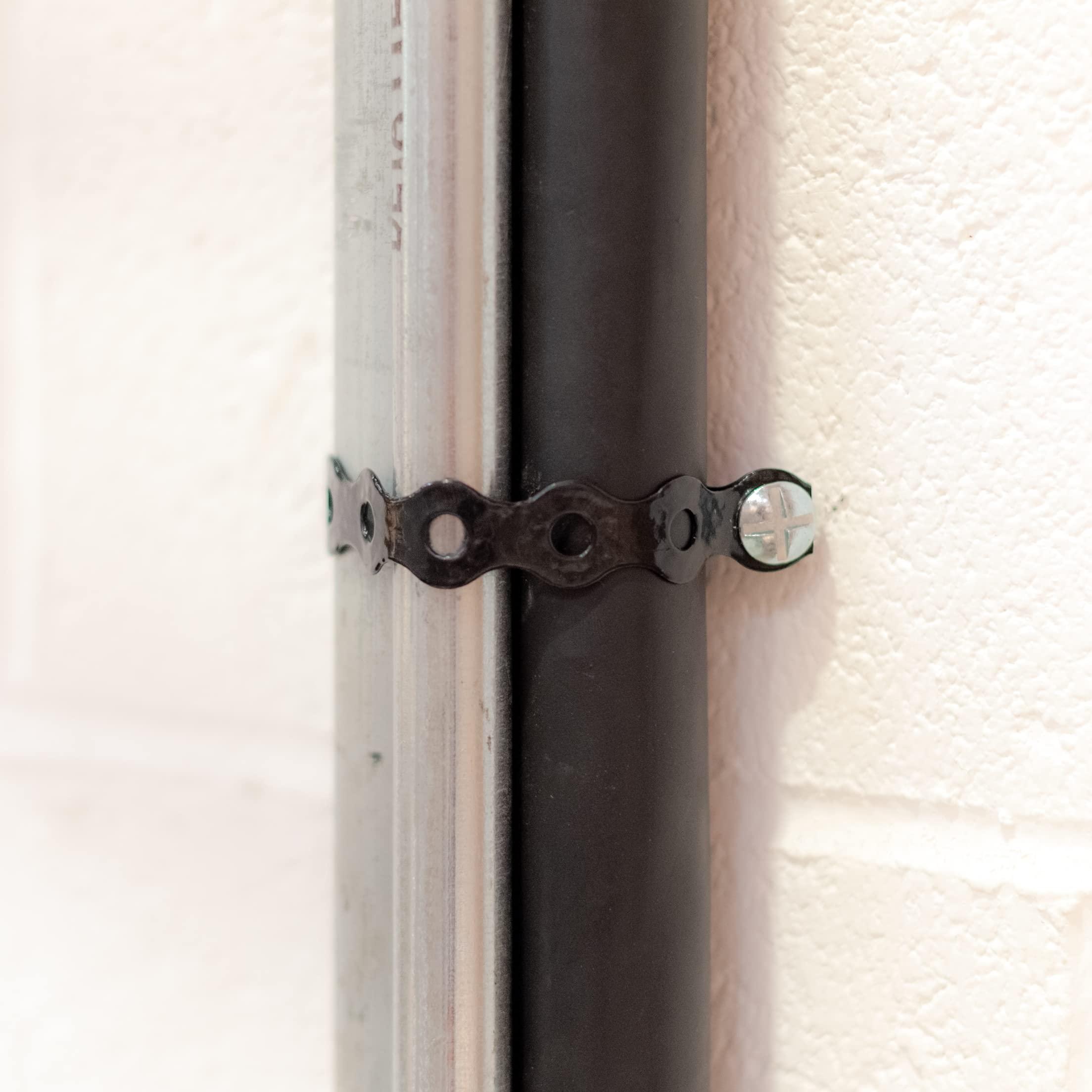 ANRUWEI Metal strapping,metal straps heavy duty,Galvanised Steel Band Metal Fixing Strap with Perforated Holes, All Round Band 10 Meter Roll (12mm Black)(12mm)