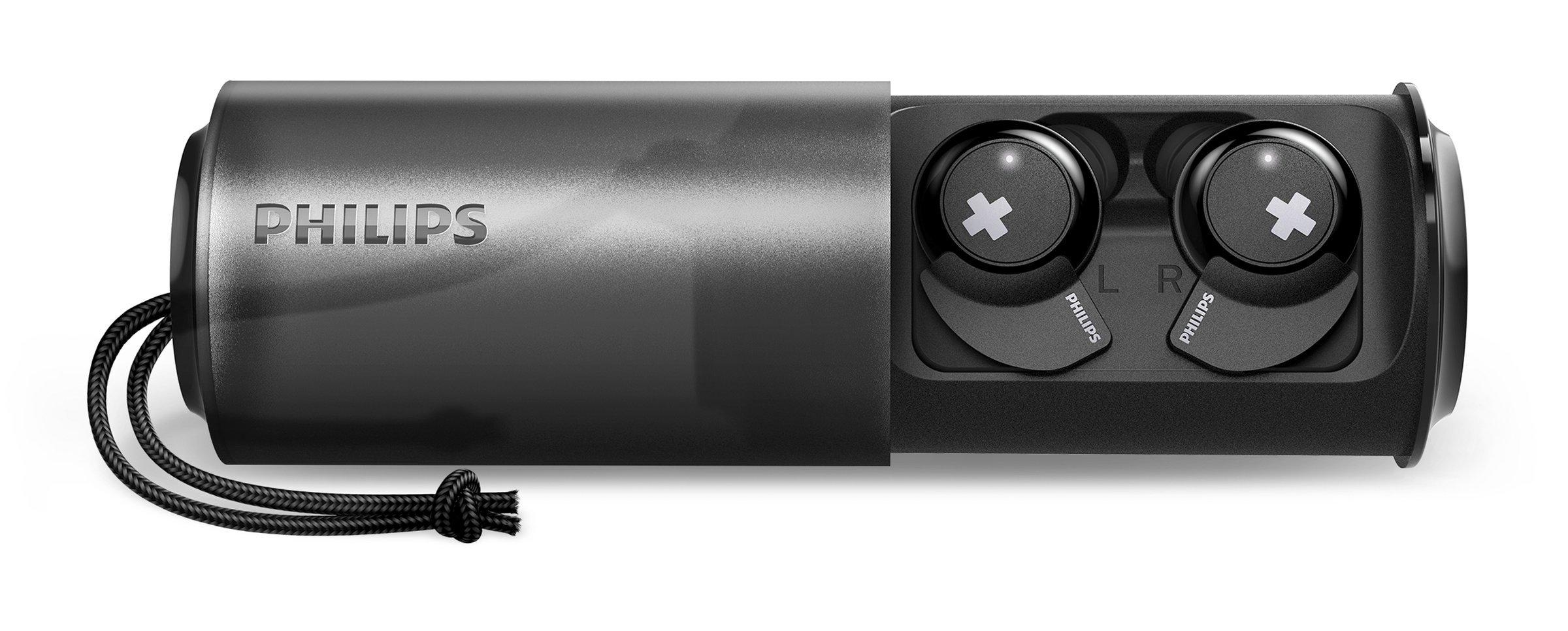 PHILIPS PHILIPS Bass+ SHB4385 Wireless Bluetooth in-Ear Earbuds, TWS with Up to 6+6 Hours of Playtime, 3 Sizes Ear Tips, Charging Case - Black (SHB4385BK)