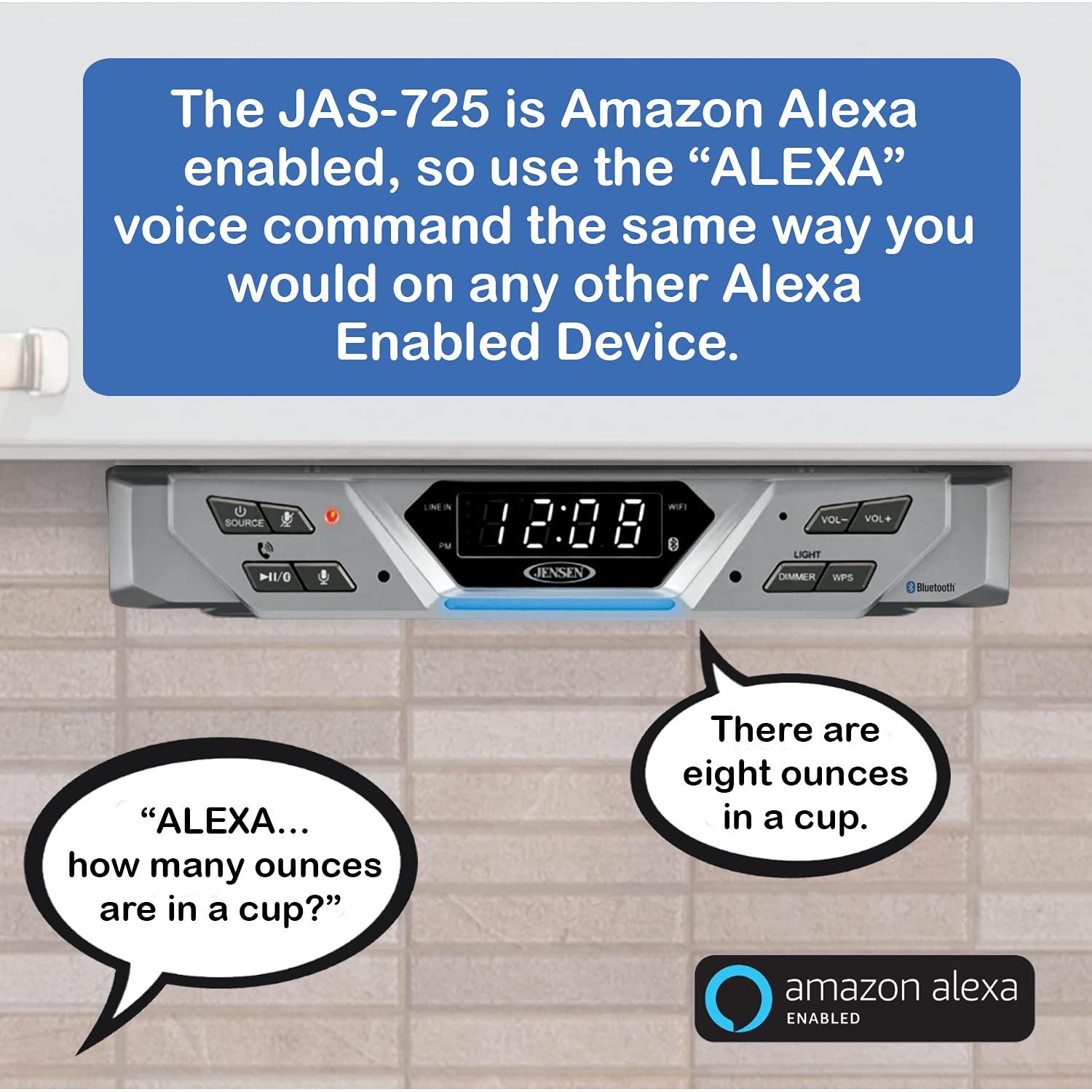 Jensen(r) Jensen Under Cabinet Bluetooth Music System with Alexa Far-Field and Tap to Talk