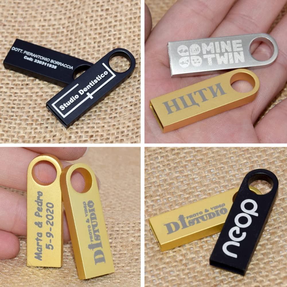 3CPizai 10 Pack 64GB Custom USB Flash Drives Personalized Your Logo, Customize Name Logo Metal USB Pendrive Memory Stick,Customize Logo USB 2.0 for Company Ads Wedding Photography Vedio Gift (Sliver 64GB)