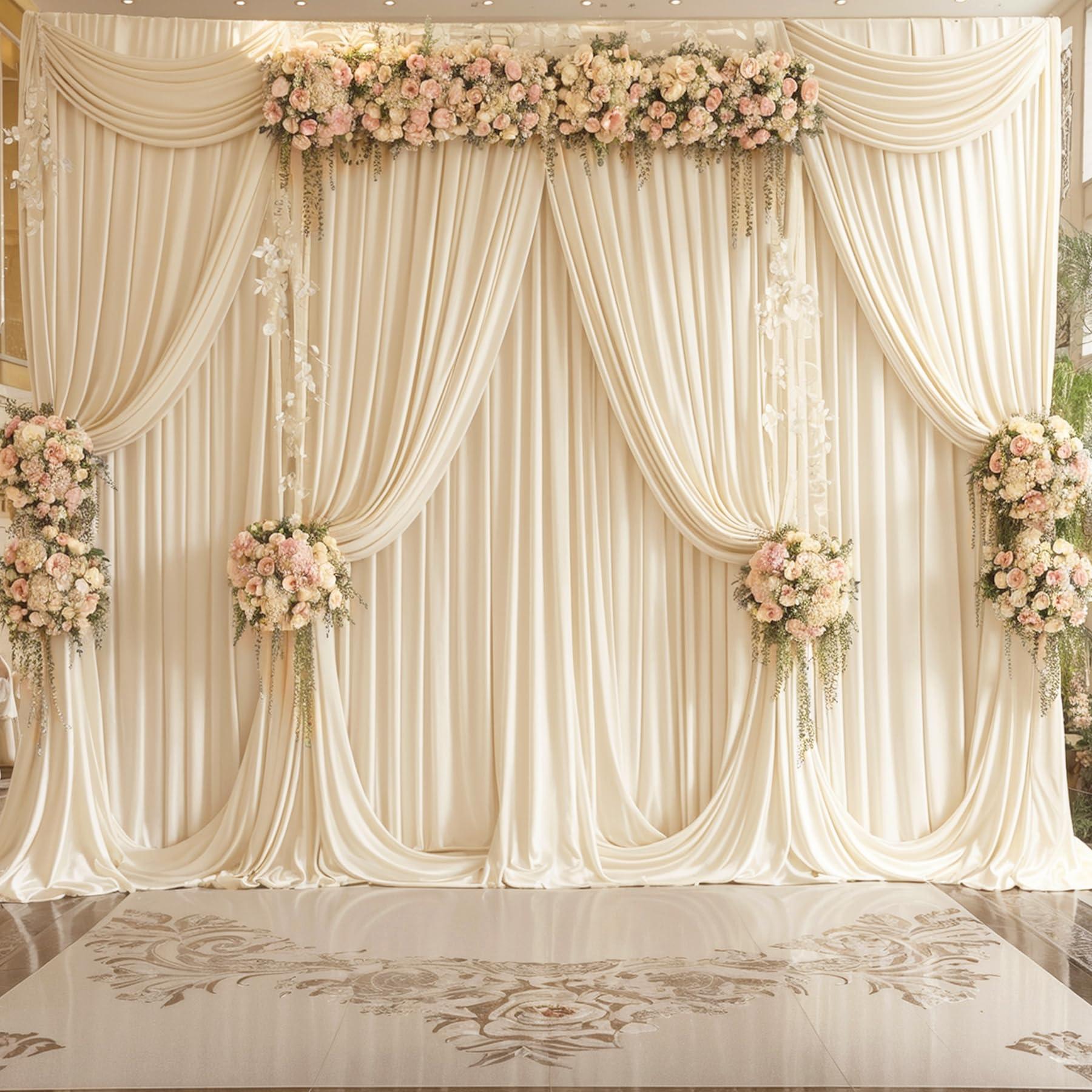 Tao-Ge 20ft x 15ft Champagne Wrinkle Free Backdrop Curtains for Wedding Party Backdrops Curtain Drapes Fabric Decorations Photo Back Drop Cloth for Baby Shower Photography Stage Reception