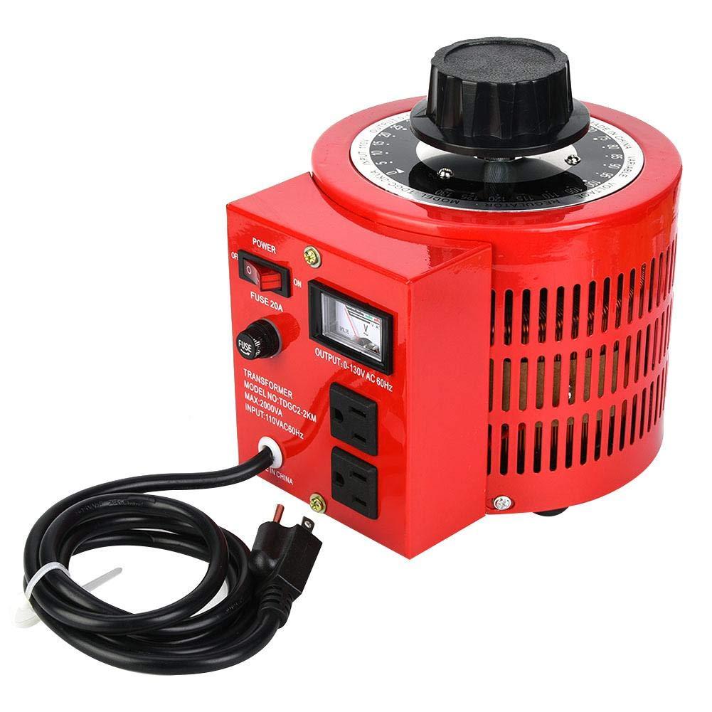 EVTSCAN AC 110V 2000W Voltage Regulator, Automatic Single Phase Variable Transformer Power Supply Output 0~130V 20A, for Science L Film Video Lighting Applications