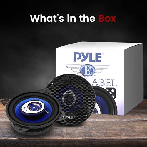 Pyle Pyle 4\" Car Sound Speaker (Pair) - Upgraded Blue Poly Injection Cone 2-Way 180 Watt Peak w/ Non-fatiguing Butyl Rubber Surround 110 - 20Khz Frequency Response 4 Ohm & 3/4\" ASV Voice Coil - PL42BL