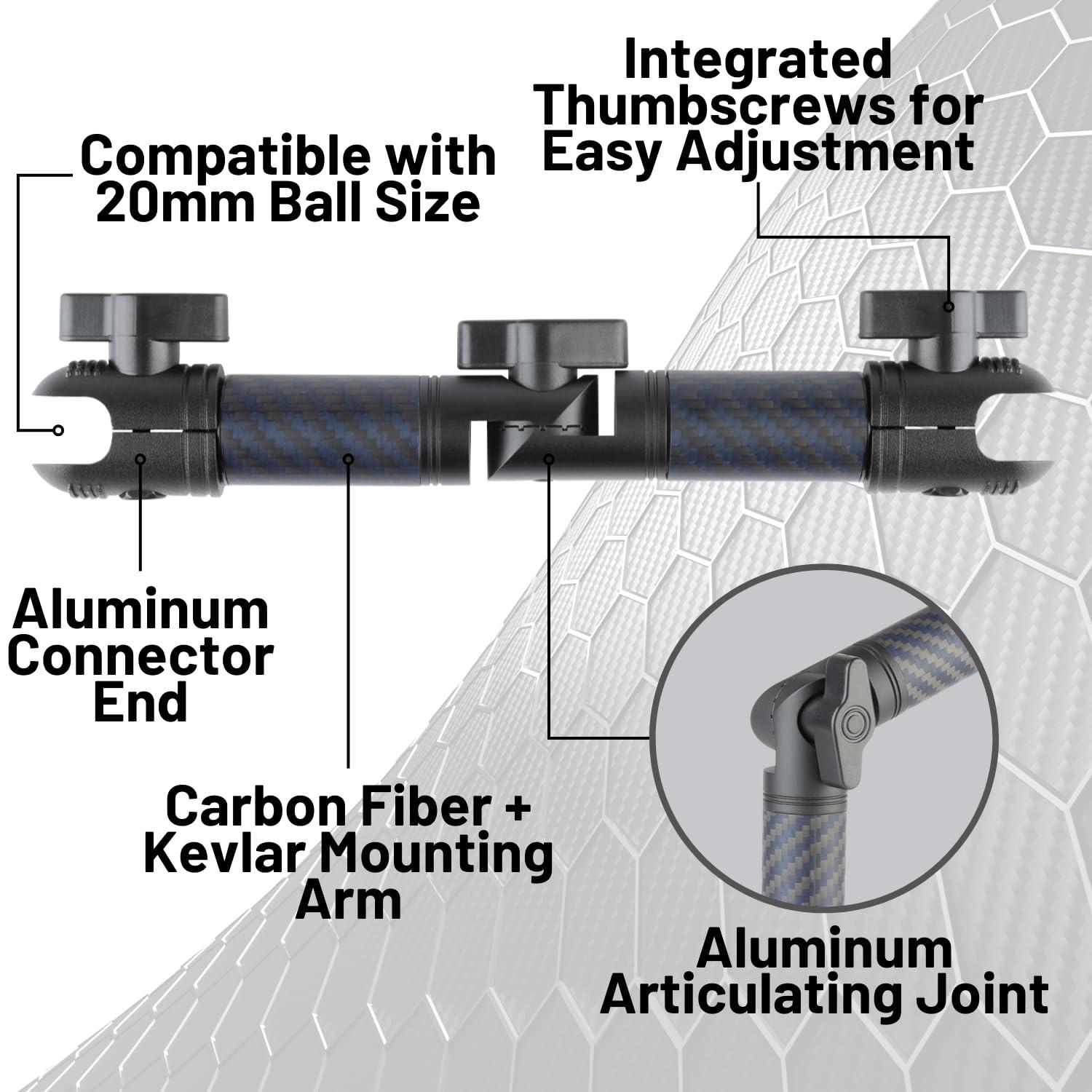 Bulletpoint Bulletpoint Heavy Duty Vehicle Tablet Mount with Adjustable Mounting Arm Articulating Joint 20mm AMPS Ball Dash Mount