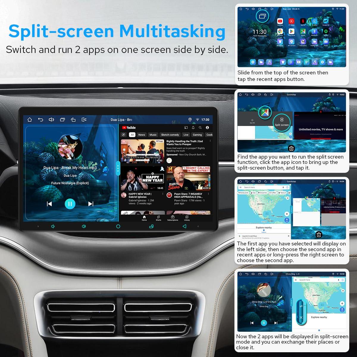 JOYING JOYING Car Stereo 10.1 Inch Single Din Radio with Wireless CarPlay & Android Auto, Android 12 Head Unit Support AM/FM Radio, Bluetooth 5.0, Mirror Link(JY-UZS10N8-MR)