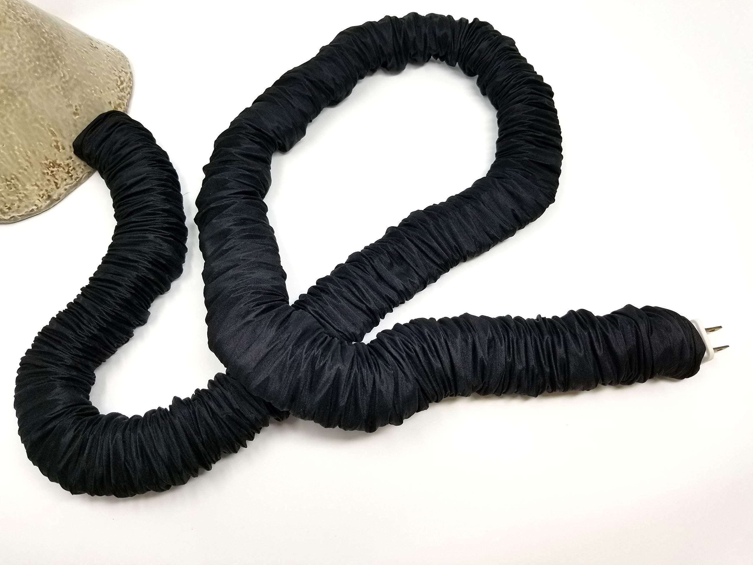 COVER EASE DECORATIVE CORD COVERS Black/Night COVEREase Cord Cover 9 ft Faux Silk Fabric Lamp Cord Cover - Cable Sleeve, Wire Cover, Cord Hider for Cable Management for Electrical Lighting Fixtures (2 Pack)