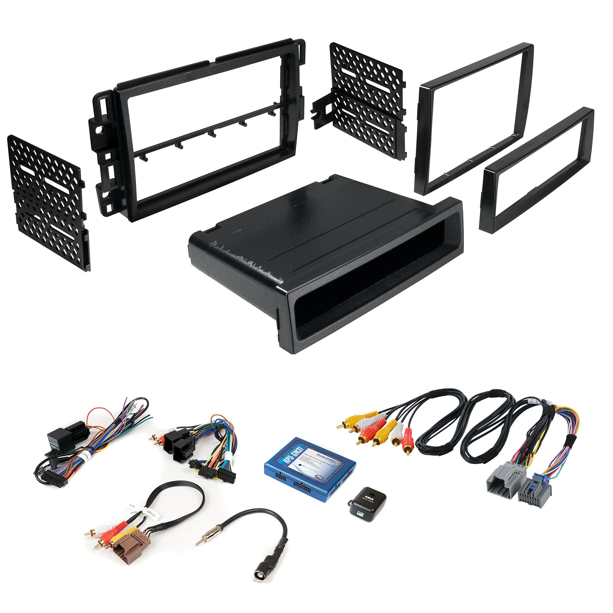 American International Single/Double Din Radio Dash Kit for 2007-2013 Chevy Silverado, Tahoe, Suburban, Yukon, GMC Sierra w/Radio Module, Steering Wheel Control, Factory Feature Retention,and Backup Camera