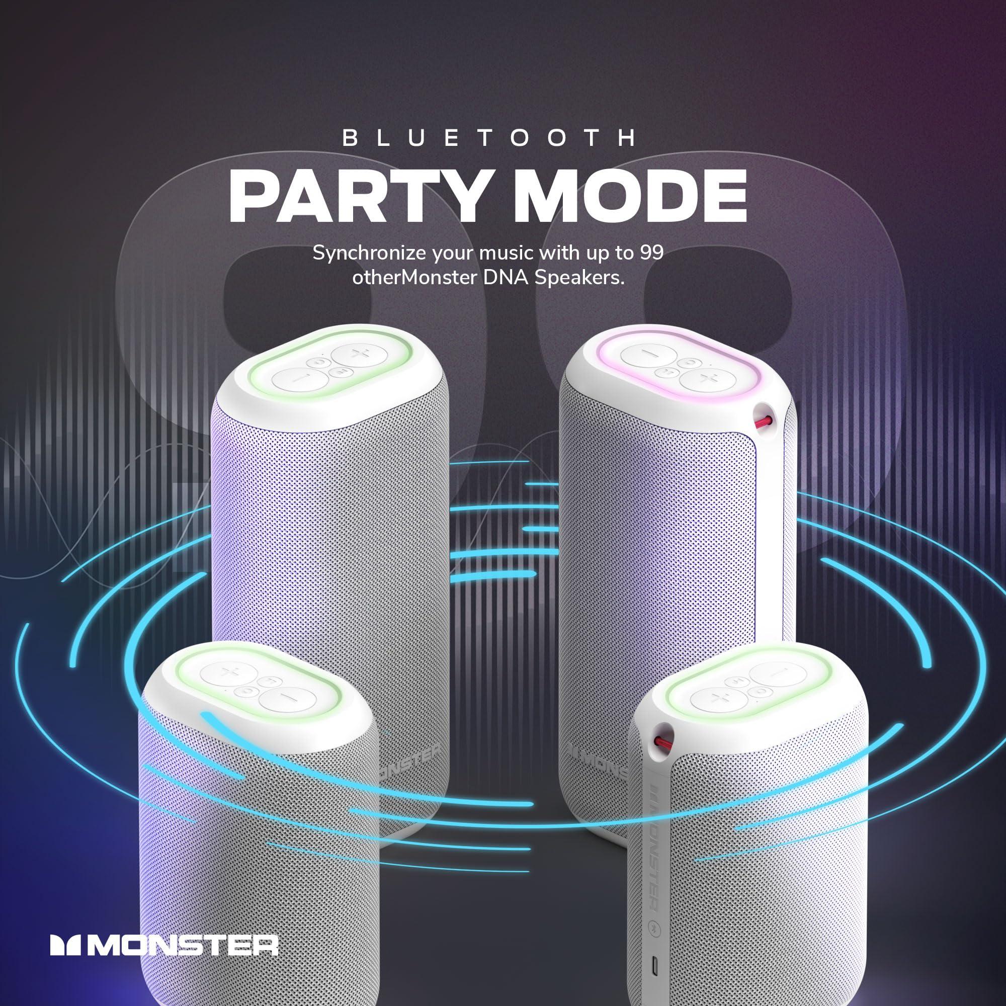 Monster Monster DNA One Portable Bluetooth Speaker, Loud Portable Speaker with 360 Bass Sound and 10W Qi Certified Wireless Charging Pad, IP67 Waterproof- for Travel, Indoor and Outdoor Use