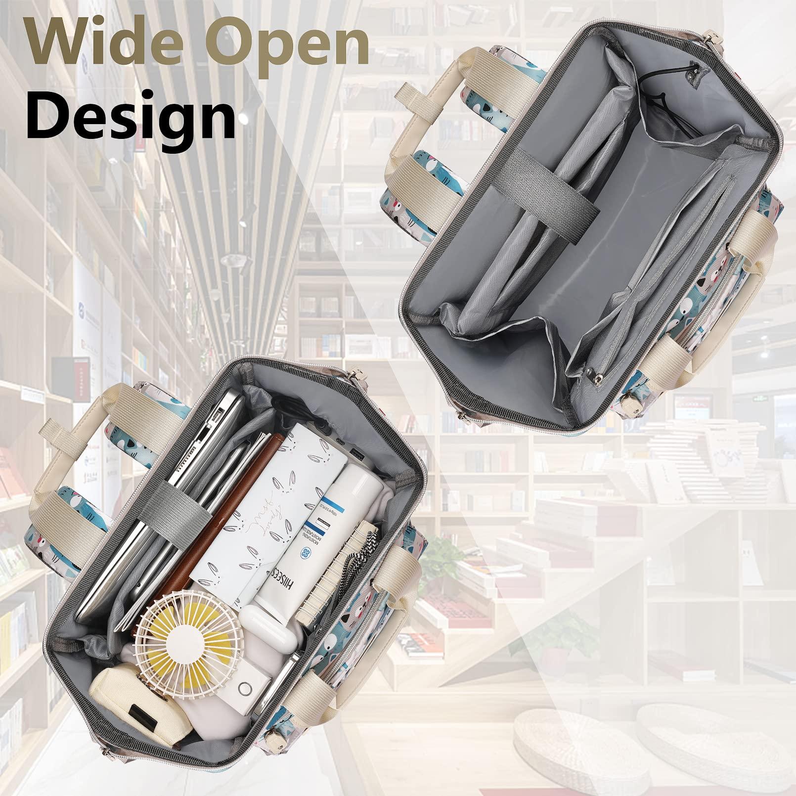 FALANKO FALANKO Laptop Backpack for Women,Teacher Doctor Nurse Work Purse Bag for 15.6 Inch Laptop,Cute Cartoon Pattern backpack With USB Charging Port RFID Anti Theft Pocket, Large Travel Bookbag for Women