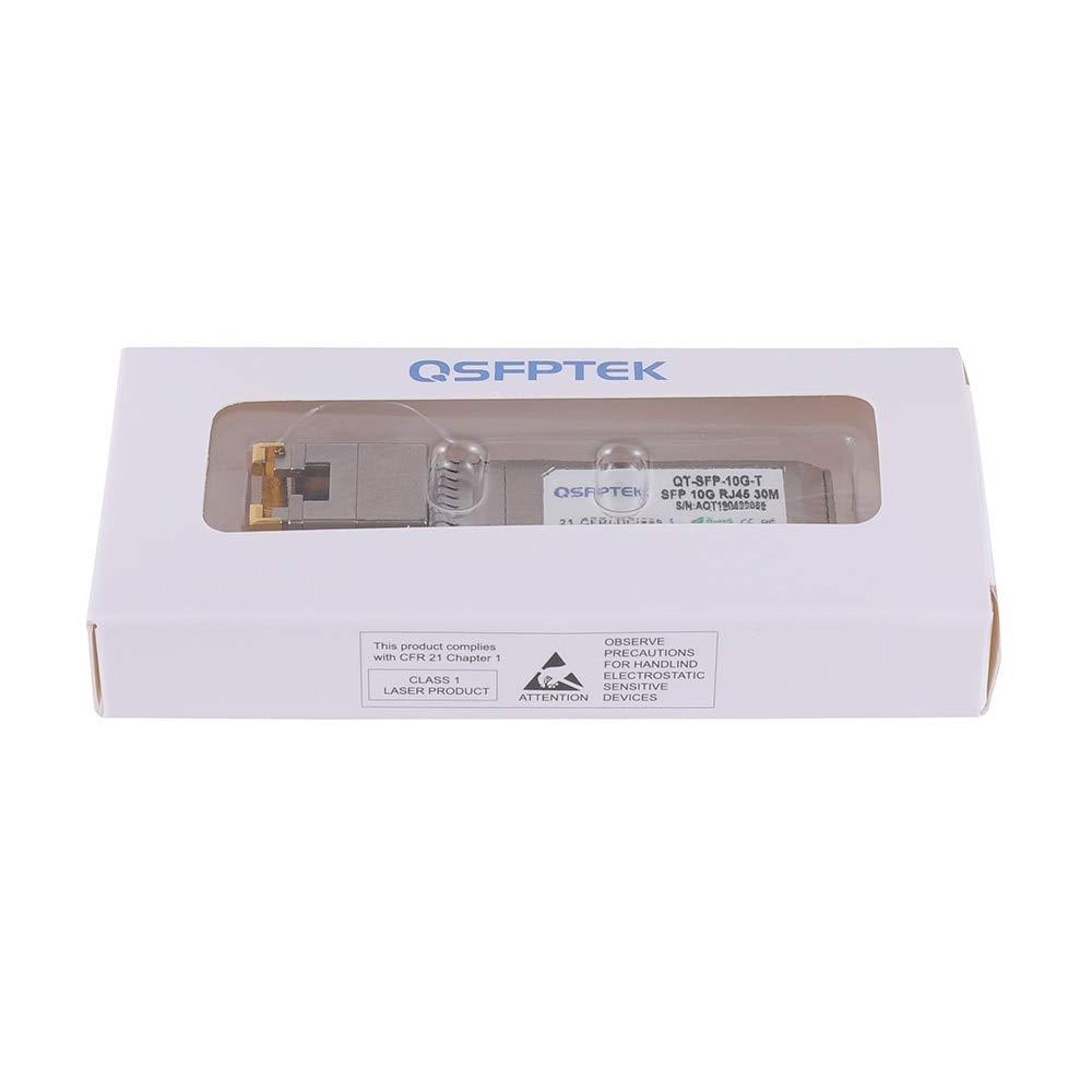 QSFPTEK 10GBASE-T SFP+ to RJ45 Transceiver, 10G Ethernet Copper Module, Optical SFP RJ 45 10Gb T Mini-GBIC Compatible with Cisco SFP-10G-T-S, Ubiquiti UF-RJ45-10G, Mikrotik, Supermicro, Fortinet, up to 30m