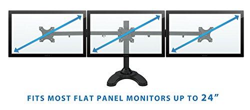 Mount-It! Mount-It! Triple Monitor Stand | 3 Monitor Stand Mount | Free Standing and Grommet Bases | Fits 19 20 21 22 23 24 Inch Computer Screens | Three Heavy Duty Adjustable Arms | VESA 75 100 Compatible