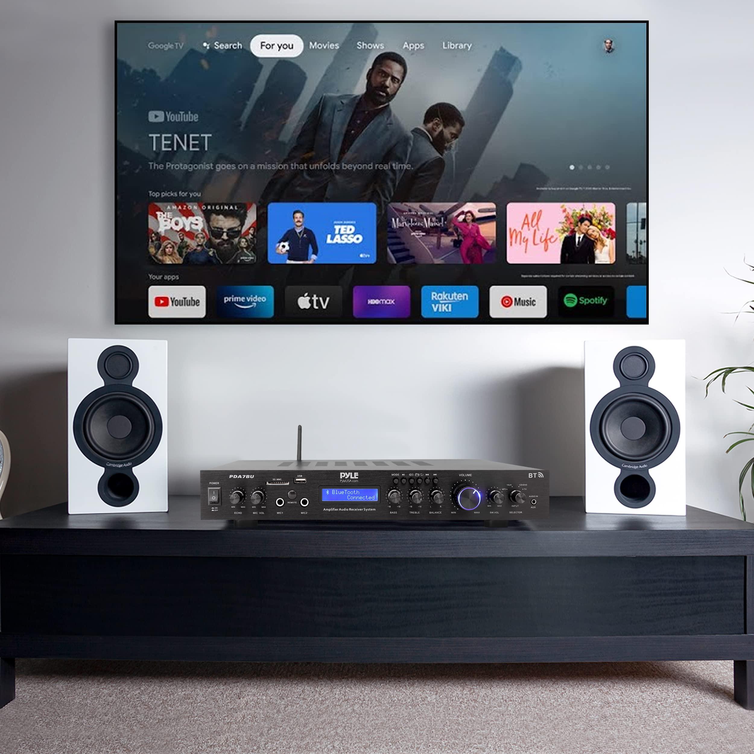 Pyle Pyle 5 Channel Rack Mount Bluetooth Amplifier Receiver - Home Theater Amp, Speaker Amplifier, Bluetooth Wireless Streaming, MP3/USB/SD/AUX/FM Radio, 200Watt, w/Digital ID3 LCD Display from - PDA7BU.5