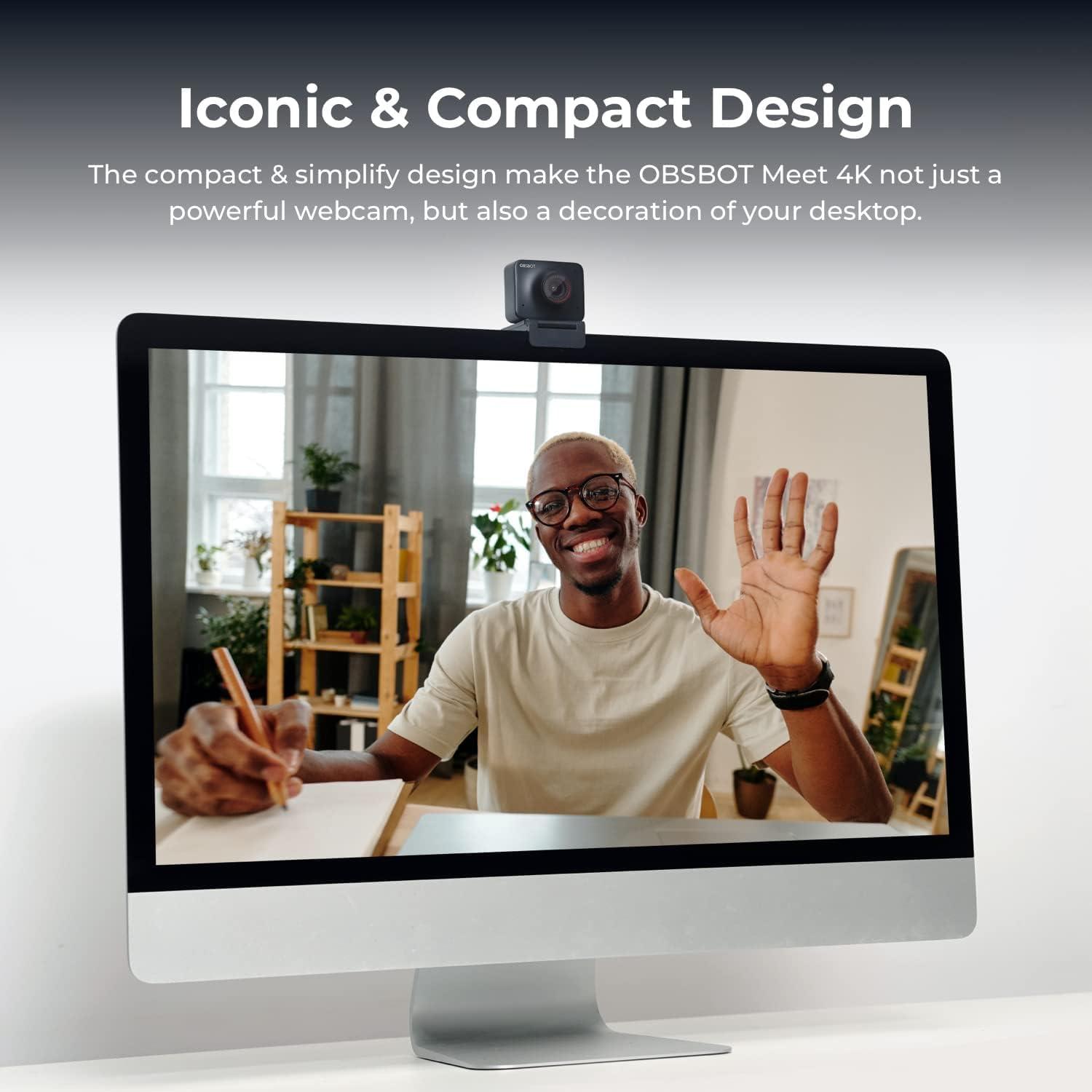 OBSBOT OBSBOT Meet AI-Powered 4K Webcam, AI Framing & Autofocus, Webcam with Microphone, Background Bokeh, 60 FPS, HDR Low-Light Correction, Beauty Mode, Webcam for PC, Streaming, Conference, Gaming, etc.