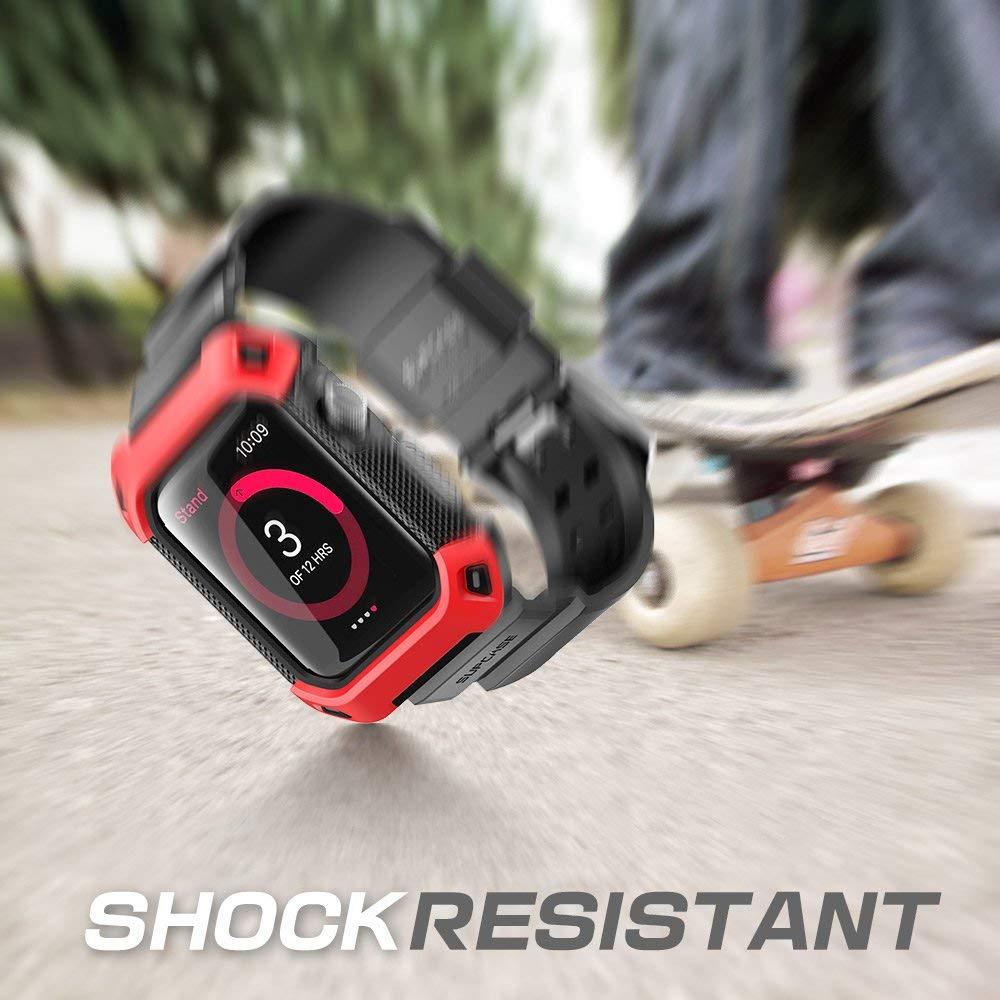 SUPCASE SUPCASE for Apple Watch 3/2/1 [42mm] Case with Band (Unicorn Beetle Pro), [Anti-Scratch] [Bumper Protector] Rugged Men Cover Sport Protective Case with Adjustable Strap Bands for iWatch 3/2/1, Red