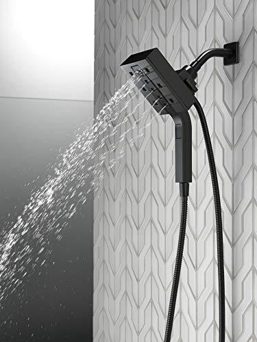 DELTA FAUCET Delta Faucet 4-Spray Touch-Clean H2Okinetic In2ition 2-in-1 Dual Hand Held Shower Head with Hose and Magnetic Docking, Matte Black 58473-BL, 1.75 GPM Water Flow