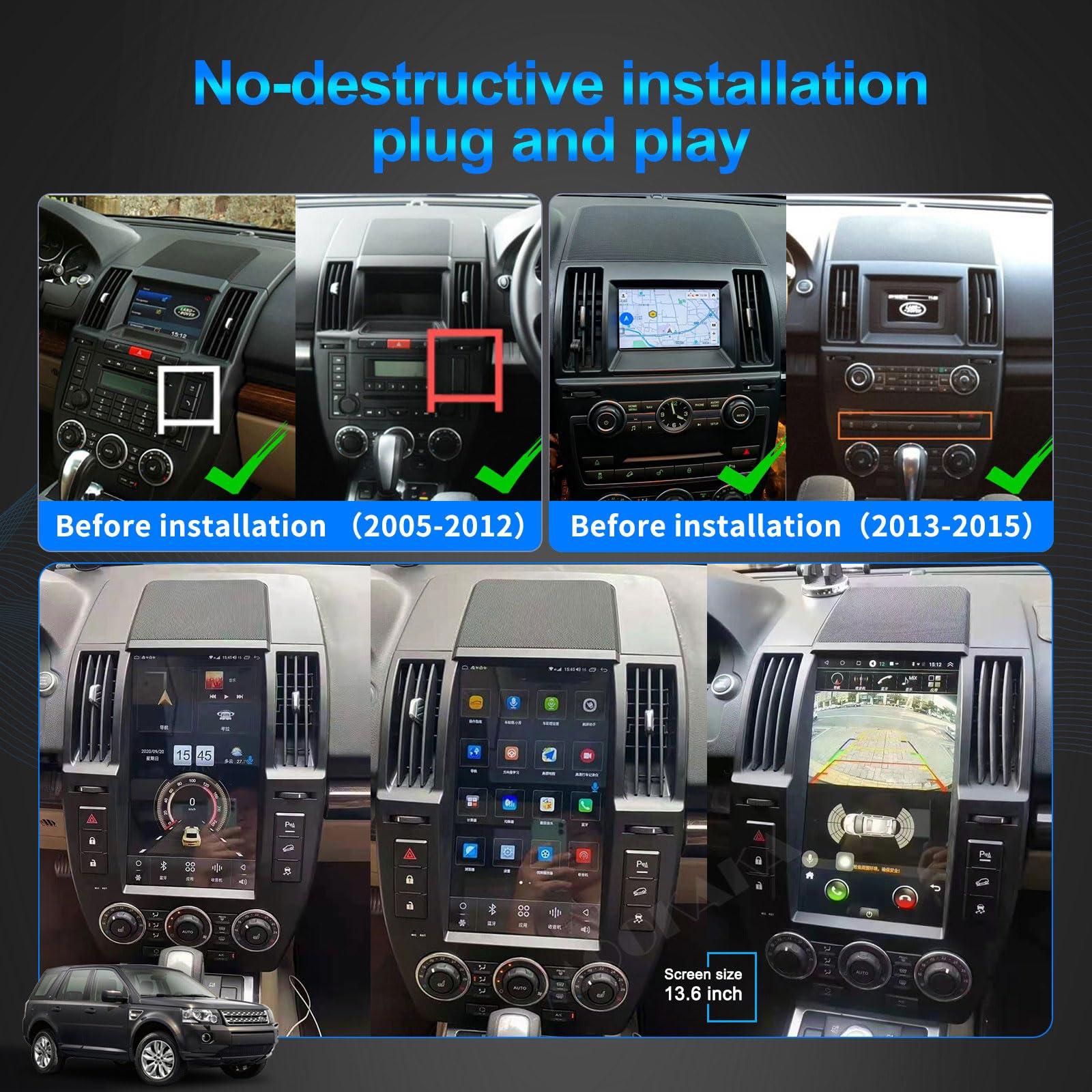 MOOKAKA Tesla Style Radio Android 13 Car Stereo 2 din GPS Navigation Head Unit for Land Rover Freelander 2 2005-2015 Radio Replacement Multimedia Player Autoradio Receiver Carplay DSP (2013-2015, 4-64GB)