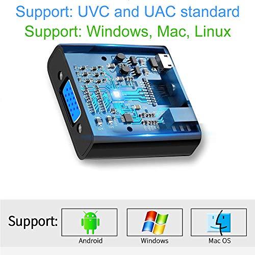 GRACETOP VGA Capture Card, VGA to USB Capture Device with Mic Input Support HD 720P Video for Gaming, Streaming, Teaching, Video Conference, Live Broadcasting