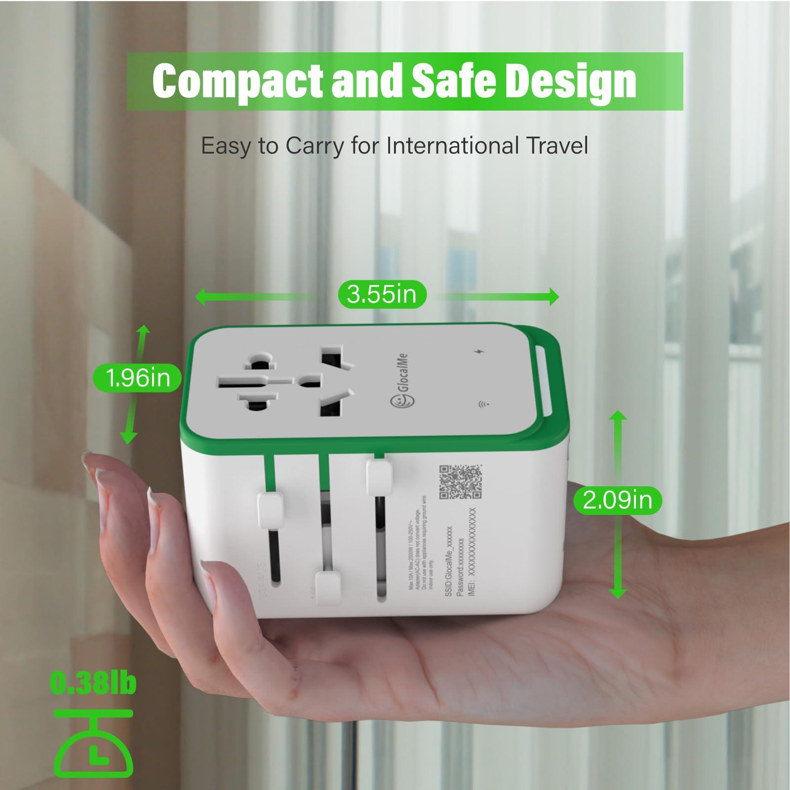 GlocalMe GlocalMe Numen Air 5G Portable WiFi Mobile Hotspot and RoamPlug Universal Travel Adapter with 4G WiFi Mobile Hotspot, All-in-One International Power Plug Adaptor, 4 USB Ports and Max 70W Output for US