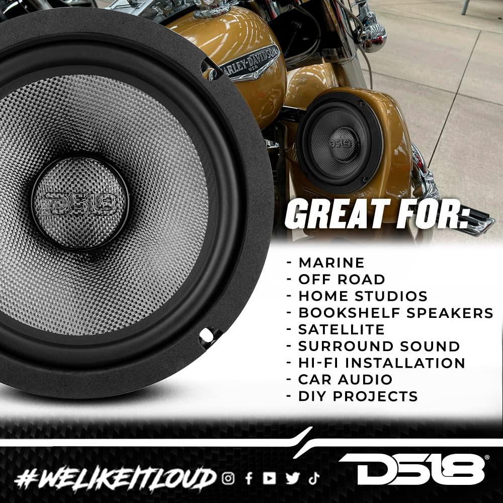 DS18 DS18 PRO-CF8.4NR 8 Inches Water Resistant Loudspeaker - Mid-Bass Carbon Fiber Cone and Neodymium Rings Magnet 600 Watts 4-Ohms - Ideal for Motorcycle & Motorsports (1 Speaker)