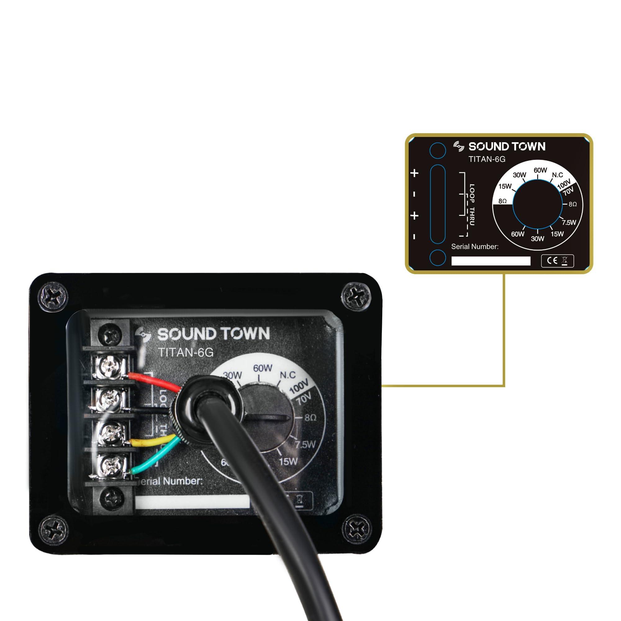 Sound Town Sound Town IP55 Certified 2-Way 70V/100V 6" Coaxial Weather-Resistant Installation Loudspeaker with U Bracket, Gray (TITAN-6G)