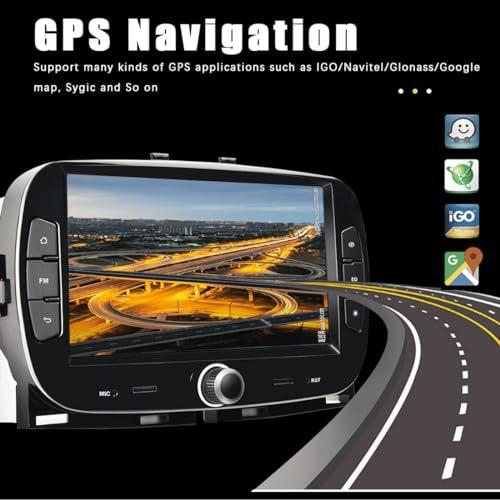 WEPARTICULAR Wireless Carplay Android Auto Car Stereo Compatible for Fiat 500 2016-2019 2Din 7'' Touch Screen 2+32G Android Car Radio Multimedia Player with RDS FM Mirror Link GPS WiFi BT DVR