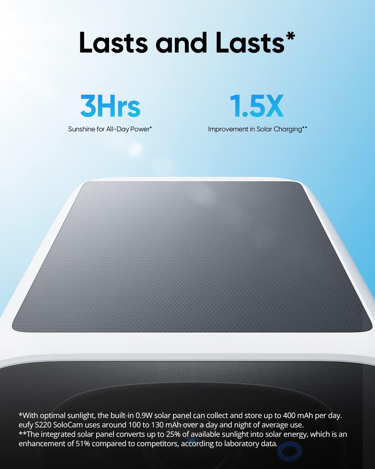 eufy Security eufy security S220 SoloCam with HomeBase 3,Solar Security Camera, Wireless Outdoor Camera, Continuous Power, 2K Resolution, Wireless, 2.4 GHz Wi-Fi, No Monthly Fee, HomeBase 3 Compatible