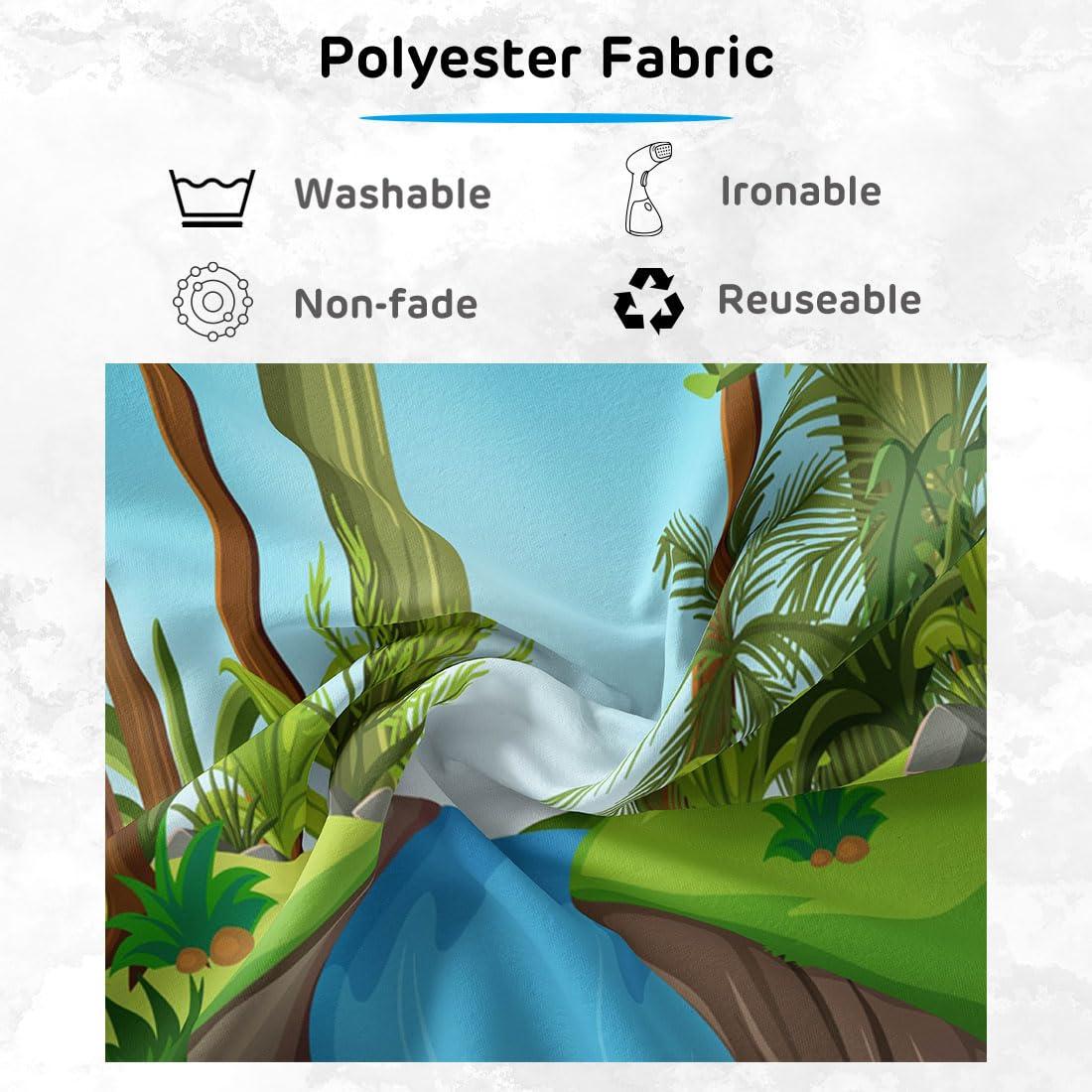 CORFOTO CORFOTO Jungle Forest Backdrop 5x3ft Fabric Nature Wild Scene River Pond Green Forest Photography Background for Safari Themed Birthday Party Supplies Zoo Party Banner Baby Shower Tropical Photo Props